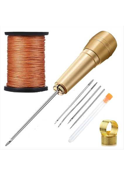 Genericleather Craft Aracı Set Onarım Kiti 3pcs Tuval Deri Dikiş Ahl Iğne 50M Naylon Kordon Ipliği ve 2 Yüksek Lisans (Yurt Dışından)