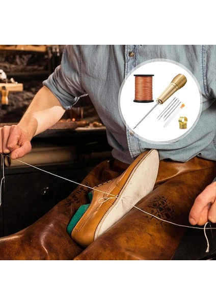 Genericleather Craft Aracı Set Onarım Kiti 3pcs Tuval Deri Dikiş Ahl Iğne 50M Naylon Kordon Ipliği ve 2 Yüksek Lisans (Yurt Dışından) modelleri