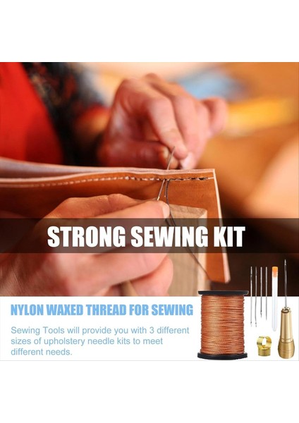 Genericleather Craft Aracı Set Onarım Kiti 3pcs Tuval Deri Dikiş Ahl Iğne 50M Naylon Kordon Ipliği ve 2 Yüksek Lisans (Yurt Dışından) fırsatları