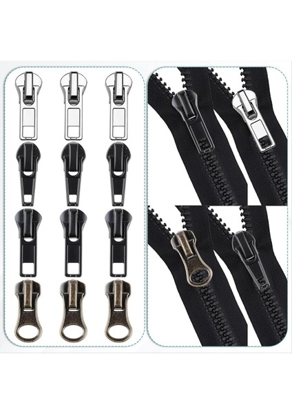 Fermuar Onarım Kiti 5 Fermuarı Değiştirme Kaydırıcı Kiti Fermuarlar Zip Kafa Alt Durağı ve Üst Düzenleme Fermper (Yurt Dışından) fırsatları