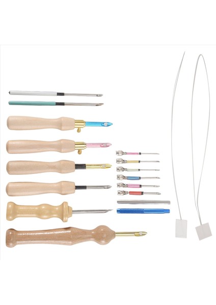 17 Adet Yumruk Iğne Kiti Yumruk Iğne Nakış Kitleri Ayarlanabilir Yumruk Iğne Aleti Ahşap Sap Nakış Kalemi (Yurt Dışından) modelleri