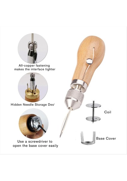 Dikiş Ahl Kiti Taşınabilir Deri Dikiş Dikiş Awl Iplik Kiti Deri Zanaatkarların Günlük Kullanım Araçları Için Dıy Zanaat Için (Yurt Dışından) indirimleri