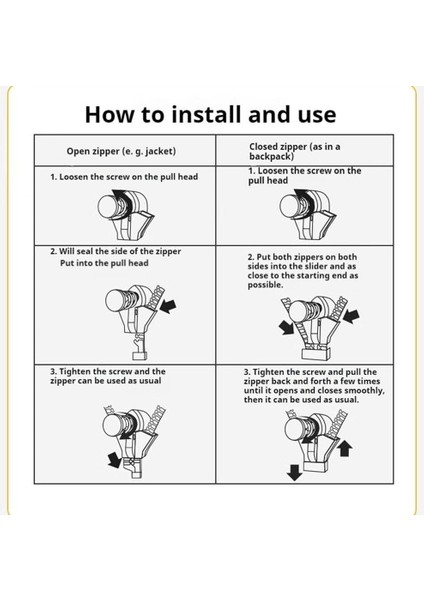 Zip Çekme Evrensel Fermuar Tamircisi Zip Kaydırıcı Onarım Anında Kiti Dikiş Giysileri Sırt Çantaları Için Sırt Çantaları (S 2pc &amp M 2pc &amp L 2pc) (Yurt Dışından) modelleri