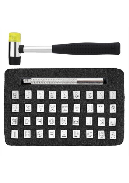 38 Adet Deri Damgalama Aletleri Deri Çalışma Için Lastik Çekiçli Alfabe Deri Damgalama Kiti (6mm) (Yurt Dışından)