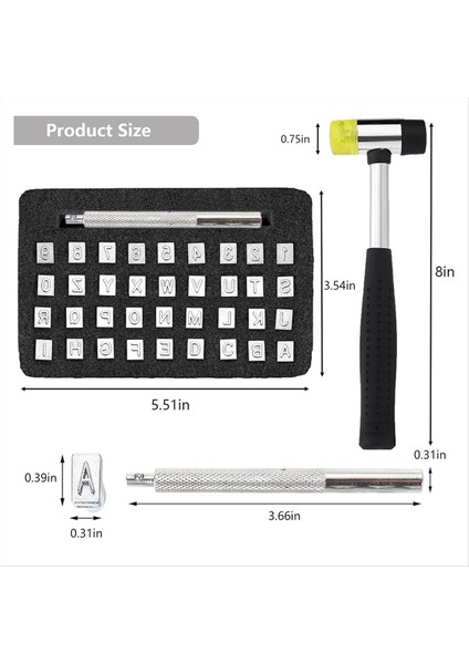 38 Adet Deri Damgalama Aletleri Deri Çalışma Için Lastik Çekiçli Alfabe Deri Damgalama Kiti (6mm) (Yurt Dışından) fiyatları