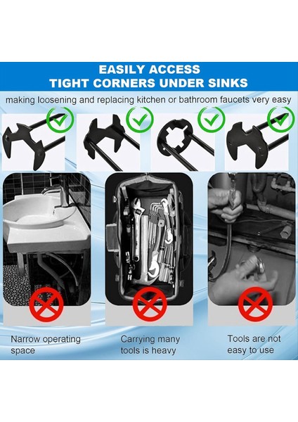 Lavabo Anahtarı Musluk Anahtarı Tesisatçının Anahtarı Universal Underzink Tesisatçının Anahtarı Küçük Alanlar Için Musluk Anahtarı 2 Adet (Yurt Dışından) indirimleri