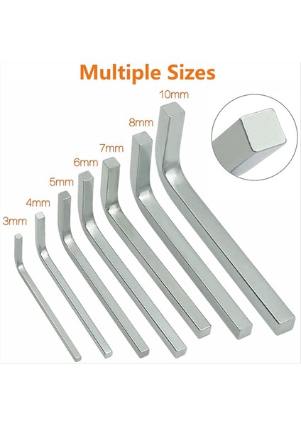 7pcs Kare Kafa Anahtarı Seti L Şekilli Kare Kit Krom Krom Vanadyum Çelik Kare Kafa Tornavida 3-10MM (Yurt Dışından) modelleri