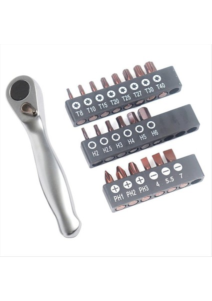 Mini Dikenli Tekerlek Anahtarı 1/4 Pozitif ve Ters Hızlı Tornavida Iç Altıgen Erik Çiçeği Çiçeği Çoklu Fonksiyon Seti (Yurt Dışından)