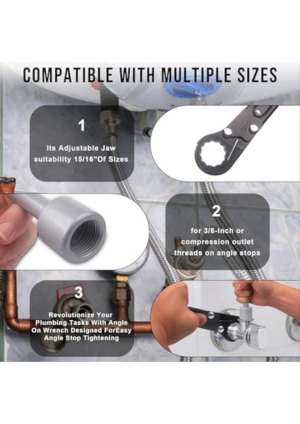 Sıhhi Tesisat Araçları Açı Durdurma Anahtarı 5/16INCH ve 5/8 Inç Tesisatçı Anahtar Araçları Sıkıştırma Halkası Takmak ve Kaldırma (Yurt Dışından) fırsatları
