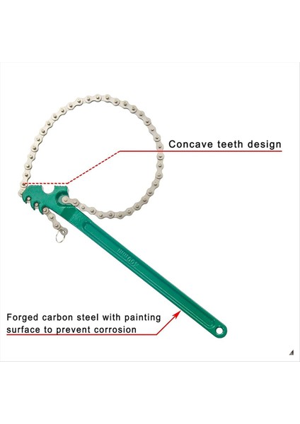 Sağlam Ayarlanabilir Ağır Hizmet Tipi Cırcır Zinciri Yağ Filtre Anahtarı Geri Dönüşümlü Zincir Tarzı Boru Montaj Anahtarı 16 Inç (Yurt Dışından) indirimleri