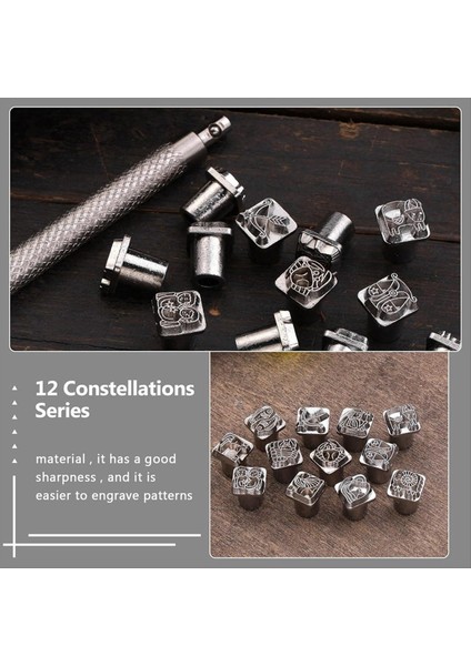 On Iki Takımyıldız Baskılı Deri Deri Baskılı Takımyıldızı Deri Oyma Deseni El Yapımı Diy Yumruk Alet Seti (Yurt Dışından) modelleri