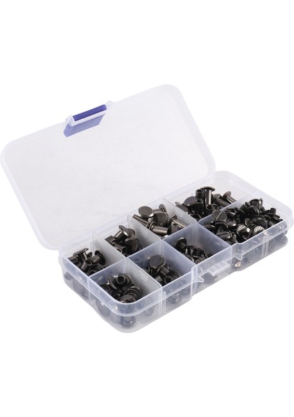 90 Set Chicago Vidaları Çeşitli Kit 6 Boyut Yuvarlak Düz Deri Perçinli Perçinler Metal Vida Çıtçıtları Dıy Deri Craft A (Yurt Dışından)