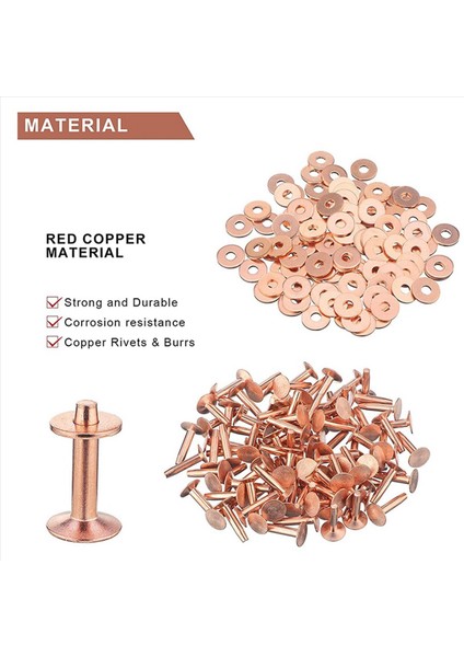 300 Set Bakır Perçin ve Çapak Yıkayıcıları Deri Bakır Perçin Tutturucu Yakalar Deri Diy Zanaat Malzemeleri (Yurt Dışından) fırsatları