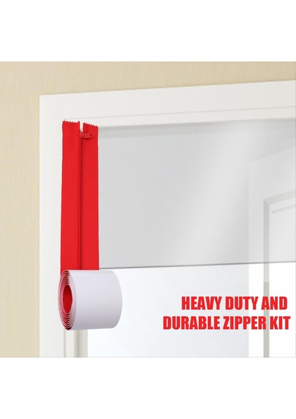 2 Adet Toz Bariyer Fermuar Anlık Kapı Tozu Koruma Kendi Yapışkan Muşamba Çift Fermuar Bıçak Yapısı Kırmızı (Yurt Dışından) modelleri