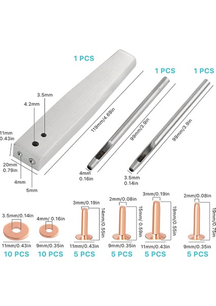 43PCS Bakır Perçinler ve Çapaklar 4 Boyutta Bakır Perçin ve Çapak Ürün Yelpazesi Kemerler Için Cüzdanlar Için Yakalar Deri Çalışma (Yurt Dışından) fırsatları