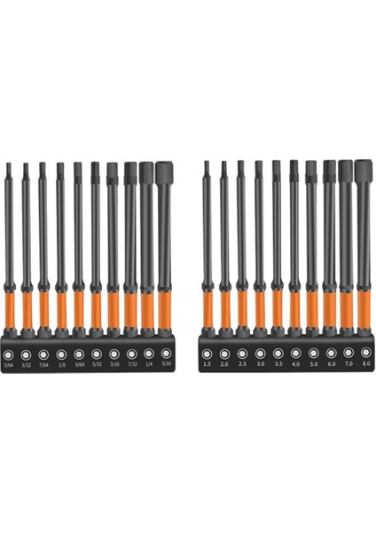 Etki Onaltılık Başlıklar Hex Anahtar Bit Seti (Metrik ve Sae) 1/4inch Hex Shank Hex Matkap Bit Seti Manyetik Cnc Işlenmiş Uç 20PCS (Yurt Dışından)