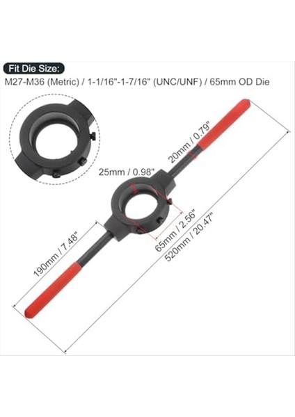 Metrik M30-M36/1-1/16 Inç-1-7/16 Inç Için Kalıp Kol Anahtarı (Unc/unf) 65MM Od Yuvarlak Dies 65MM x 25MM Dişli Kalıp Tutucu (Yurt Dışından) modelleri