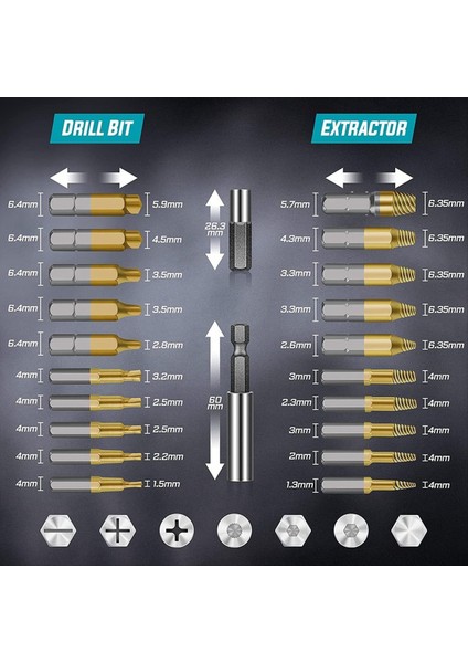 22PCS Titanyum Hasarlı Vidalı Ekstraktör Seti - Erkekler Için Stoklama Dolgaları Yetişkinler Soyulmuş Vidalar Için Çıkarma Fındık (Yurt Dışından) fırsatları
