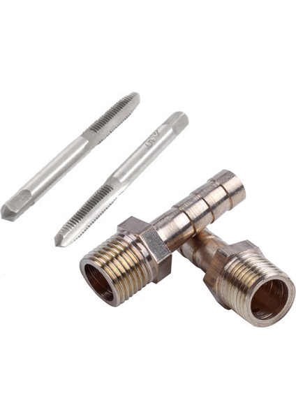 6 Pcs Aksesuarlar 2 Pcs Kare Kafa Hss M5 3 Flüt El Vidası Iplik Metrik Fiş Muslukları ve 4 Adet Altın 1/8 Bsp Erkek Iplikli Pirinç Hortum Barb Kuplör Bağlantı Konnektörü (Yurt Dışından)