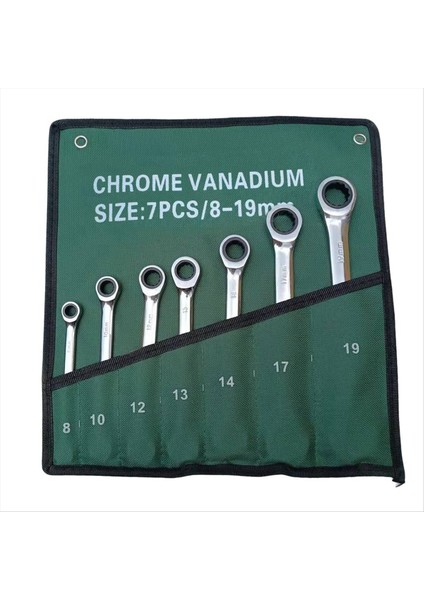 Çift Amaçlı Cırcır Anahtarı 7 Parçalı Kumaş Torba Aynası Anahtarı Açık Uç Anahtar (Yurt Dışından)