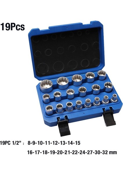 19 Parçalı 12 Açılı Soket Anahtarı Set Onarım Aletleri 8-32 mm (Yurt Dışından) modelleri