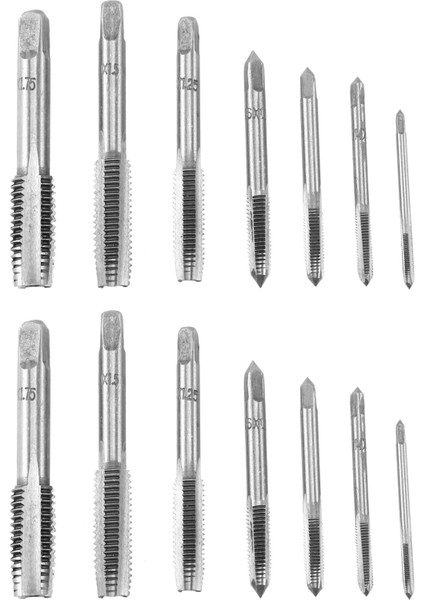 14PCS M3 - M12 Metal El Vidalı Makinesi Metrik Tap Tap Tap Matkap Bit Kiti Gümüş (Yurt Dışından)