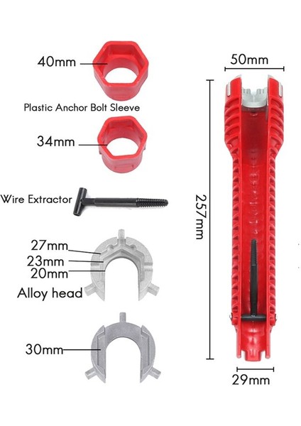 Birden Sekiz Çok Işlevli Sıhhi Musluk Soket Lavabo Anahtarı Isıtma Su Isıtıcı Vidası Sökme Donanım Aracı (Yurt Dışından) fiyatları