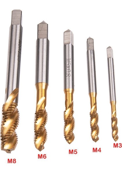 Spiral Sivri Musluklar Dokunma Iplik Şekillendirme Hss 5pc Metrik Spiral Yivli Makine Vidası Musluk M3 M4 M5 M6 M8 (Yurt Dışından) fiyatları