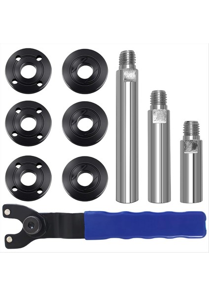 Açı Öğütücü Anahtarı 5/8in-11 Açılı Öğütücü Uzatma Mili 6 Pcs Secner Flanş Öğütücü Somunu 3in 4in ve 5 5in Uzatma (Yurt Dışından)