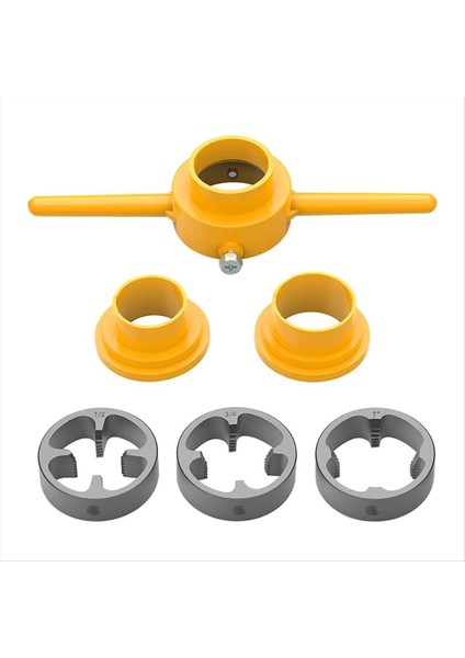6pcs Pvc Iplik Üreticisi Araç Borusu Iplik Sıhhi Tesisat Aracı Kiti Yuvarlak Kalıp Seti 3 Kalıp 1/2 Inç 3/4in ve 1in Npt Kalıp Seti (Yurt Dışından)
