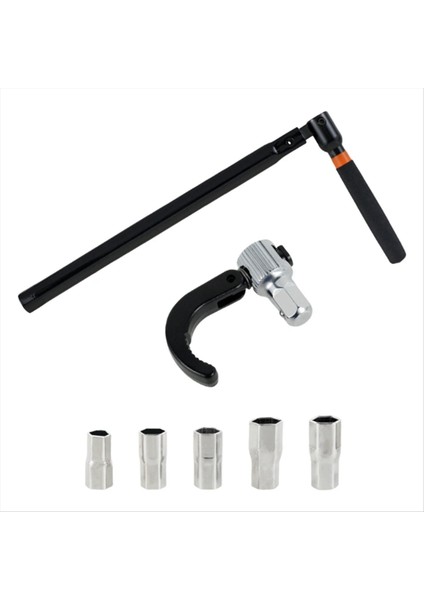 Musluk Anahtarı Karbon Çelik Tesisatçı Soket 5 Yuva ve 1 Chuck Tap Sırt Somun Anahtarı Mutfak Anahtarları B (Yurt Dışından)