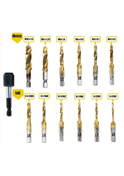 Titanyum Kombinasyon Matkap Bit Bit Seti 52PCS Sae ve Metrik Tap Bitler Kiti Vida Iplik Delme Dokunma Çarpıştırma (Yurt Dışından) fırsatları