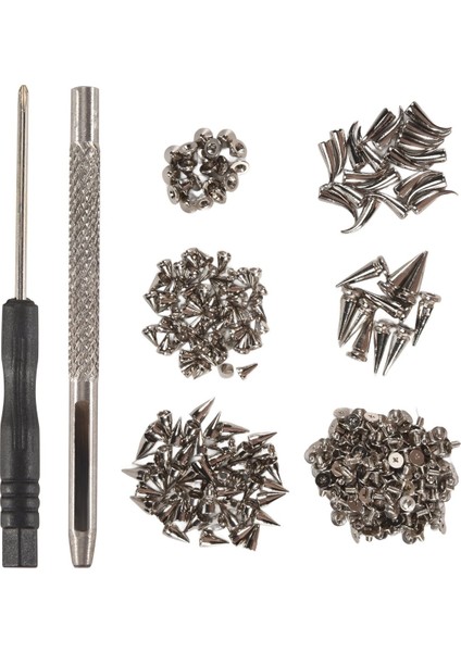 150 Set Gümüş Karışık Şekla Başikler ve Çıtçıtlar Koni Croc Spikes Giyim Ayakkabıları Için Deri Perçin Kiti Kemerler Dıy (Yurt Dışından)