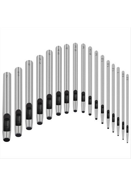 17PCS Yuvarlak Deri Delik Zımba Aracı 0 5-7mm Deri Zanaat Yumruk Aletleri Için Metal Içi Boş Delik Delme Seti (Yurt Dışından)