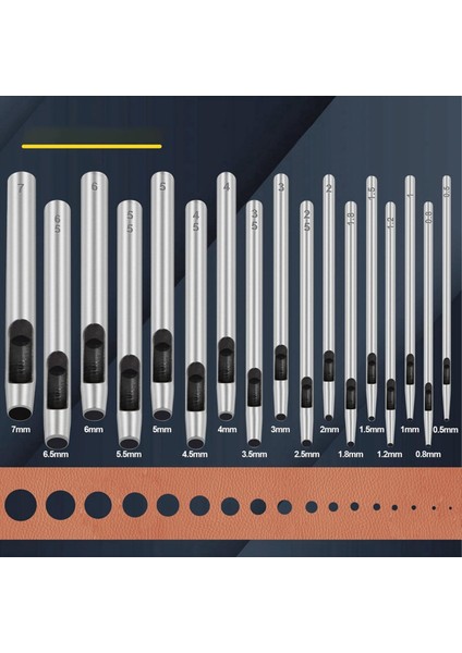17PCS Yuvarlak Deri Delik Zımba Aracı 0 5-7mm Deri Zanaat Yumruk Aletleri Için Metal Içi Boş Delik Delme Seti (Yurt Dışından) fiyatları
