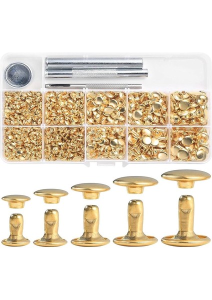 340 Setler Deri Perçin Kiti Perçinler Deri Çift Şapka Perçinler Giyim Giysileri Ayakkabı Torbaları Kemerler Bantlar (Yurt Dışından)