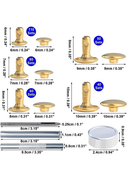 340 Setler Deri Perçin Kiti Perçinler Deri Çift Şapka Perçinler Giyim Giysileri Ayakkabı Torbaları Kemerler Bantlar (Yurt Dışından) fiyatları