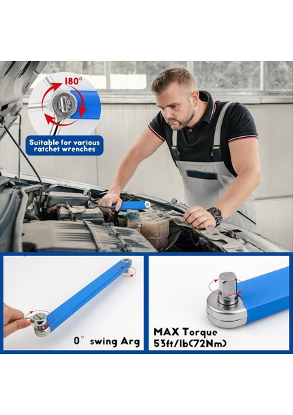 Sıkı Yer Için 1/2 Inç 3/8 Inç Kare Adaptörleri ve 3/8 Inç Sürücü Cırcır Anahtarı ile Ofset Uzatma Anahtarı Seti (Yurt Dışından) modelleri