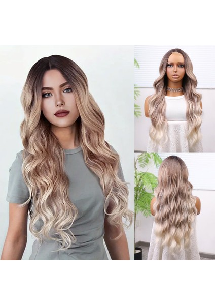 Rus Kumralı Beyaz Platin Işıltılı ve Ombreli Tül Peruk