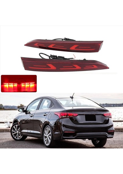 2 Çift Araba LED Arka Tampon Reflektör Uyarı Fren Lambası Arka Lambası Park Sis Lambası Hyundai Solaris Accent 2017-2019 (Yurt Dışından) fiyatları