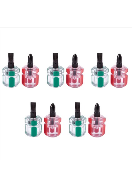 10 Adet Düz Phillips Tornavida Mini Vida Kısa Küçük Bölünmüş Onarım Aletleri Seti Yeşil+Kırmızı (Yurt Dışından)