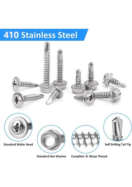 Kendi Kendinden Sondaj Vidaları 404PCS M8 M10 Paslanmaz Çelik Hex Kafa ve Gofer (Yurt Dışından) modelleri