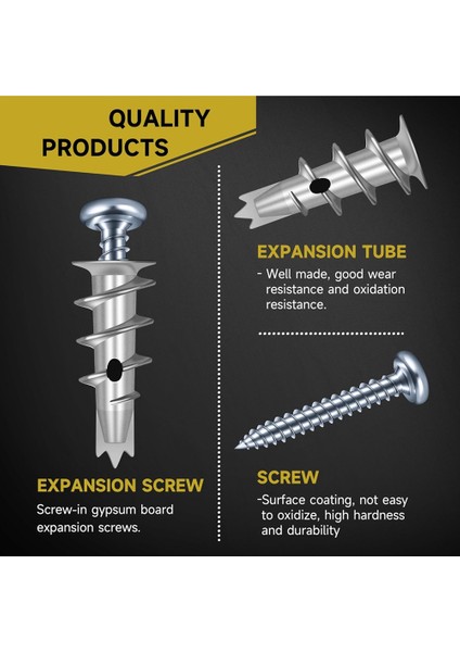 Çinko Kendi Kendini Sondaj Alçıpan Ankrajları Içi Boş Duvar Ankrajı ve Vida Kiti Alçıpan Vidaları 50 Pcs Ağır Hizmetli Metal Duvar Ankrajları (Yurt Dışından) modelleri
