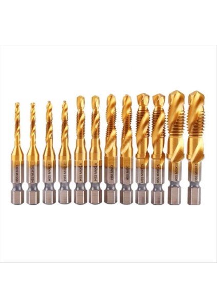 12PCS Titanyum Kaplamalı Hss Tap Matkak Bıts Set Hex Shank Vidi Iletim Bıt Vida Makine Bileşen Ma3 M 4 M5 M6 M8 M10 (Yurt Dışından)