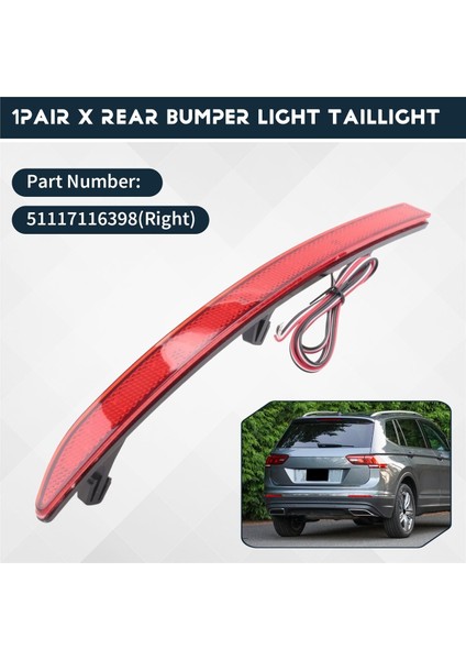 Araba Arka Tampon Reflektör Fren Dönüş Sinyal Işığı Arka Lambası Vw Tiguan 2 Iı Mk2 Ad/bw 2017-2020 (Yurt Dışından) fırsatları
