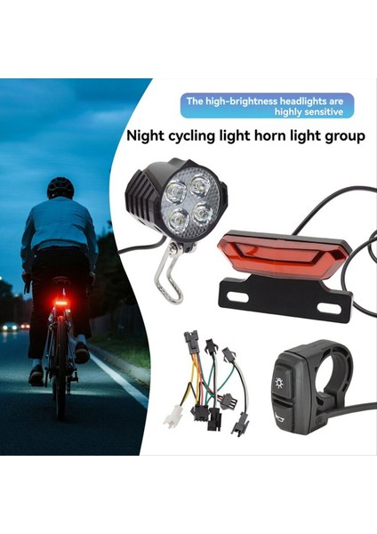 Bisiklet Far ve Kuyruk Işığı Seti Ebike Turn Sinyalleri Ön ve Arka Işık Elektrikli Bisiklet Işık Korsası Switch 24-48V (Yurt Dışından) fırsatları