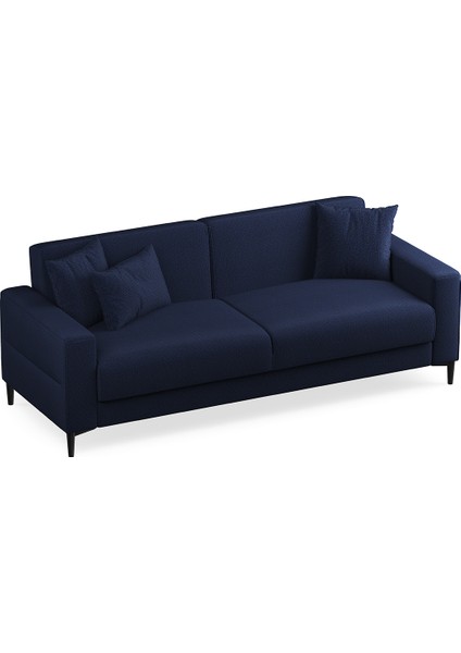 Briza Plus Keten Dokulu, 3'lü Yataklı Koltuk - Koyu Lacivert