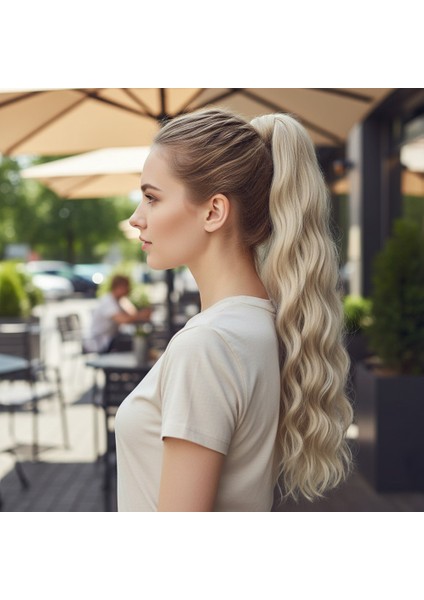 Lastik Tokalı At Kuyruğu Su Dalgalı / Kumral Beyaz Platin Röfle