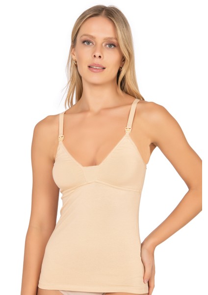 NBB 3050 Kadın Pamuklu İnce Askılı Boş Kap Desteksiz Balensiz Esnek Rahat Emzirme Atleti