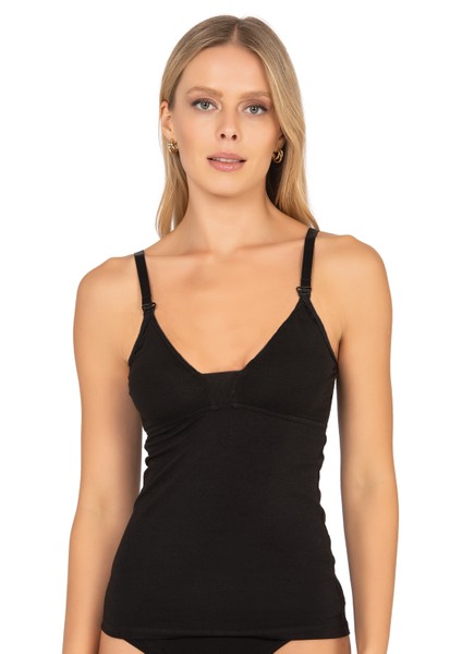 NBB 3050 Kadın Pamuklu İnce Askılı Boş Kap Desteksiz Balensiz Esnek Rahat Emzirme Atleti